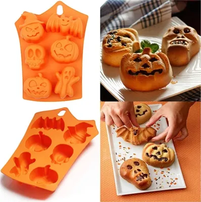 Produktbild von Halloween Schokoladen Silikon Form Backen Silikonform Kürbis Geister Kuchen
