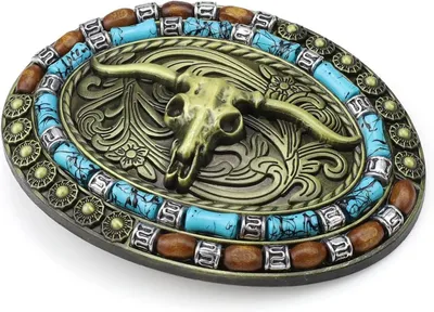 Productafbeelding van Koe Hoofd Gesp - Western Riem Sluiting - Riem Decoratie - Zinklegering Materiaal - 11.7 cm - Koper