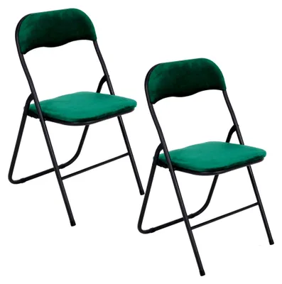 Produktbild von Klappstühle 2er Set - Samt - Esstischstühle - 43 x 47 x 80 cm - Grün
