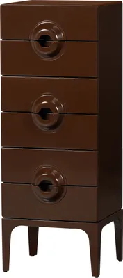 Obrázek produktu pro Komoda, 6 zásuvek, dřevo, barva hnědá/červená