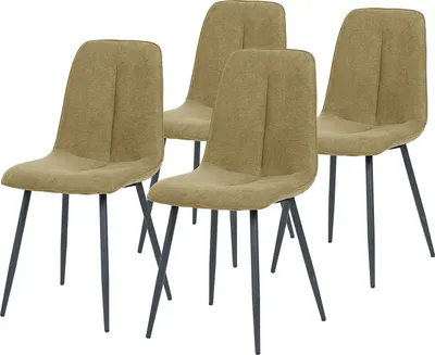 Produktbild von home24 Polsterstuhl - 4er-Set - Webstoff / Eisen - Beige / Schwarz