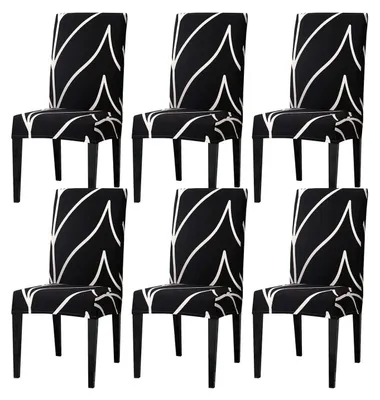 Produktbild von Stuhlhussen 6er Set Stretch Waschbar für Esszimmerstühle Schwarz