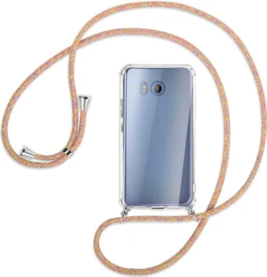 Produktbild von Handykette Backcover-Schutzhülle mit Band (Metall silberfarben) für HTC U11 - Rainbow