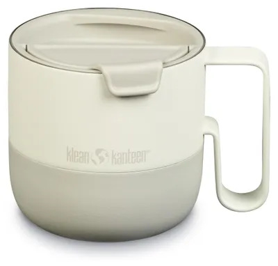 Isolierbecher 399 ml mit Klappdeckel, beige, aus Edelstahl