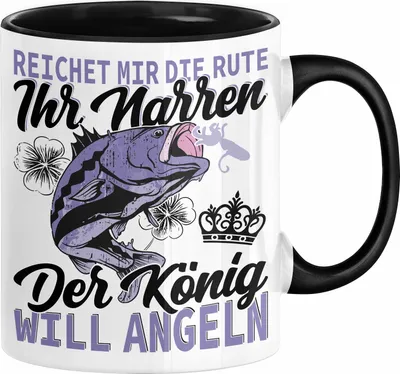 Produktbild von Angler Geschenk Tasse Spruch Männer Angeln Geschenkidee Kaffee-Becher Fischer Angeln (Schwarz)