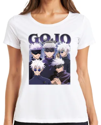 Productafbeelding van Gojo Satoru Jujutsu Kaisen oogmasker, wit haar, anime, dames T-shirt, wit, maat L