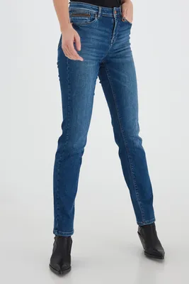 Obrázek produktu pro Dámské džíny Pulz Jeans PZEMMA, džínové kalhoty s rovným střihem, standardní pas, 5 kapes, s elastickým materiálem, slim fit