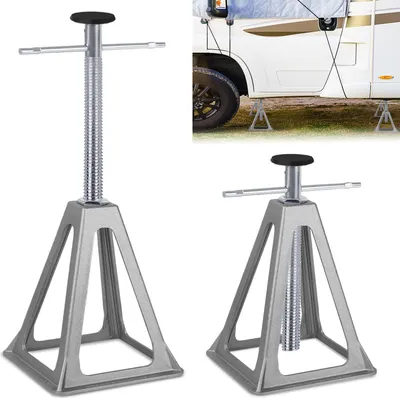 Produktbild von JOIEYOU 2 kusy hliníkových zvedáků auto 280-435 mm výškově nastavitelné podpěry 1T zvedáky auto pro karavan přívěs karavan