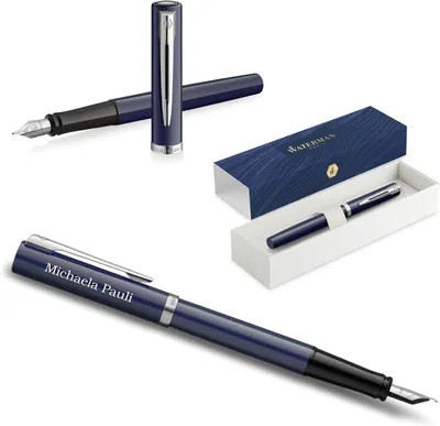 Productafbeelding van Waterman Impression Vulpen met gravure - Gepersonaliseerde Vulpen - Elegante schrijfstift - Blauwe inkt (Blue CT)