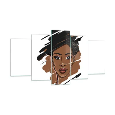 Produktbild von Bilder auf glas - 5 Teile - Afrikanisch Modern Porträt - 160x85cm - Glasbilder - Wandbilder - Bilder - zum Aufhängen bereit - Wanddekoration aus Glas - Glas Bilder - Wandbild auf Glas - GEA160x85-4646