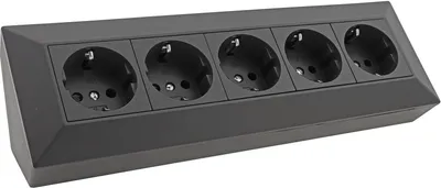 Produktbild von 5-fach Steckdosenblock, schwarz 250V/ 16A, Aufbaumontage