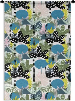 Produktbild von MuchoWow® Wandteppich Wandbehang Dschungel - Pflanzen - Farben 120x180 cm Tapisserie Dekoration Wandtuch - Schlafzimmer - Dekorationen für das Haus