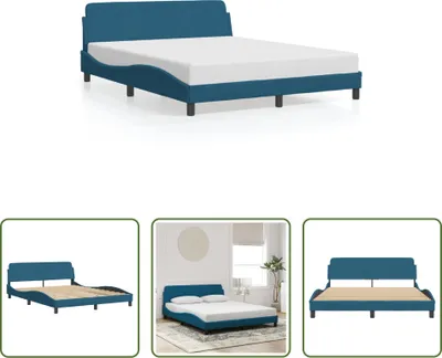 Produktbild von The Living Store Bettgestell mit Kopfteil Blau 160x200 cm Samt