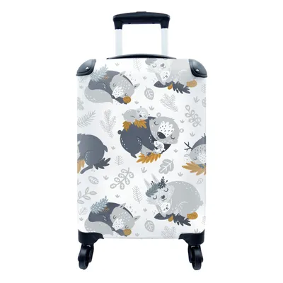 Produktbild von MuchoWow® Koffer Handgepäck Trolley Rollkoffer Kleine Reisekoffer mit 4 Rollen - Muster - Kinder - Tiere - Schlafen - Cabin Size < 55x40x23 cm & 55x40x20 cm - Kinderkoffer - Kabinenkoffer - Boardgepäck - Reise-Box - Reisekoffer - Reisegepäck - Koffer mit Bild - Trolley für Kinder