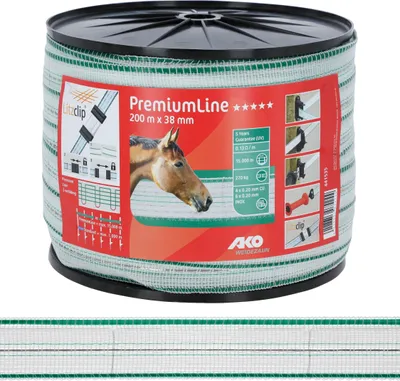 Produktbild von AKO PremiumLine Band weiß/grün, 38 mm, 0,13 Ohm/m, 200 m