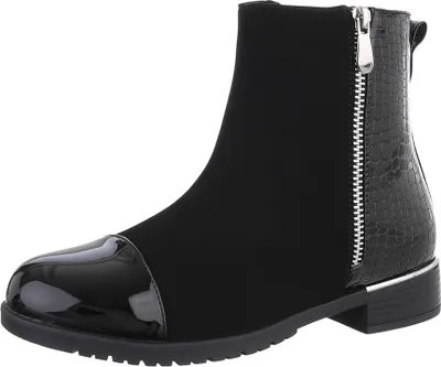 Produktbild von Ital-Design Damen Stiefeletten Leicht gefüttert , Suede-look Flache Stiefeletten 87417724 Schwarz Gr.  36