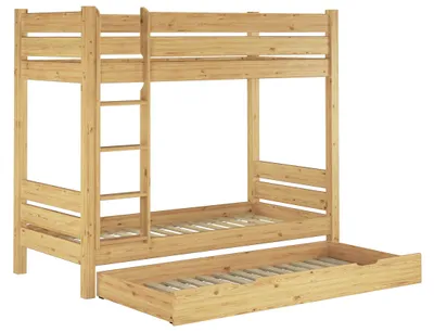 Produktbild von Etagenbett Kiefer-Massivholz 100x200 Stockbett teilbar Zubehör wählbar V-60.16-10T100Rollrost und Gästebettkasten inkl.