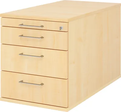 Produktbild von bümö office Rollcontainer - mit 3 Schubladen - Nachbildung Ahorn, Griff: Bügelgriff (Metall)