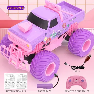 Produktbild von Rosa RC-Kletterauto Q157, ferngesteuertes 2,4-GHz-Offroad-Fahrzeug mit 4-Kanal-Steuerung und 3,7-V-Akku - Pickup-Truck