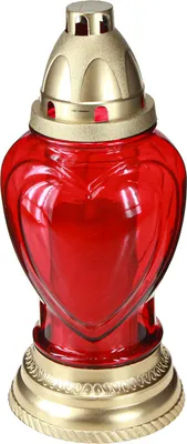 Produktbild von Rot Herz Grablicht Glas Grablaterne Ø10,5cm H25,5cm Deko