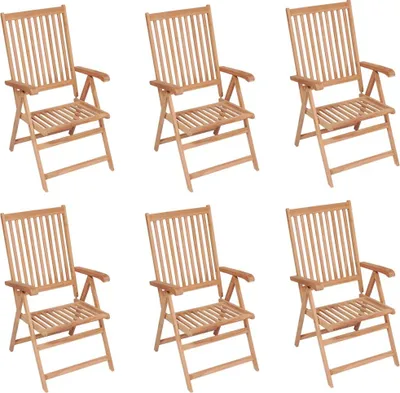 Produktbild von The Living Store Verstellbare Gartenstühle 6 Stk. Massivholz Teak