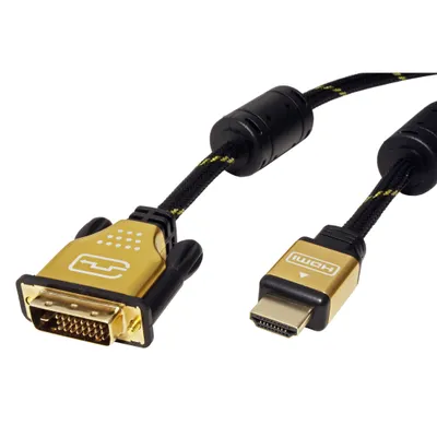 Obrázek produktu pro ROLINE-GOLD DVI-HDMI kabel, DVI-D(M) - HDMI M, 1m (11.04.5890)