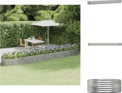 Produktbild von vidaXL Hochbeet Pulverbeschichteter Stahl 507x100x36 cm Silbern -  Blumentöpfe & Pflanzgefäße