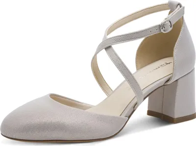 Produktbild von Tamaris Damen Pumps offen mit gekreuzten Riemen und Blockabsatz 1-22438-46, Größe:42 EU, Farbe:Silber