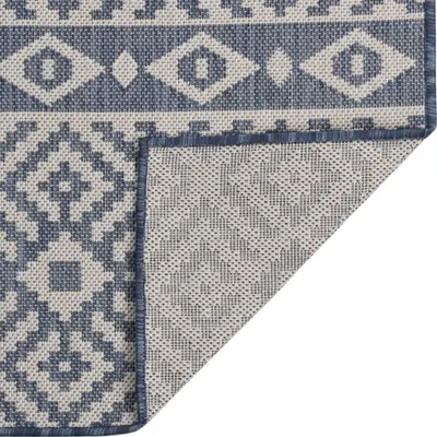 Produktbild von vidaXL Outdoor-Teppich Flachgewebe 160x230 cm Blau Gestreift