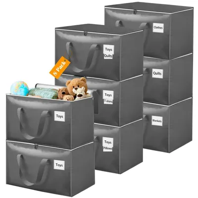 Image de Lot de 8 sacs de déménagement gris, imperméables et avec des poignées