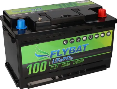 Produktbild von FLYBAT LiFePO4 Akku 12V (12,8V) 100Ah DIN inkl. Bluetooth und CanBus