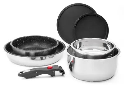 Image de Omgoods - Ensemble de 7 pièces comprenant des casseroles et des poêles, avec poignée amovible - Sans
