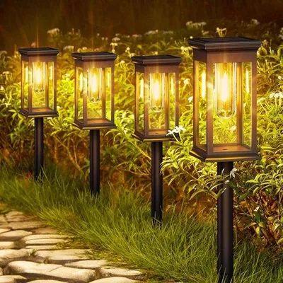 Obrázok produktu pre Solárne lampy do záhrady – 6 ks – solárny pohon – teplá biela – vodotesné – automatické – záhradná dekorácia – trávnik, terasa, vnútorný dvor