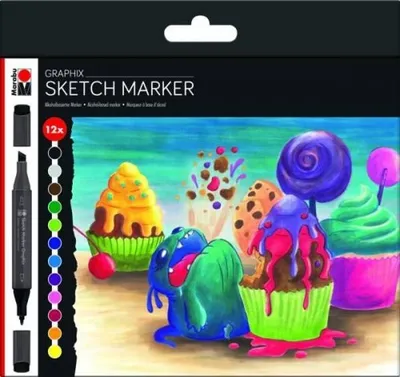 Produktbild von Marabu Sketch-Marker Graphix "SUGARHOLIC" 12er Etui