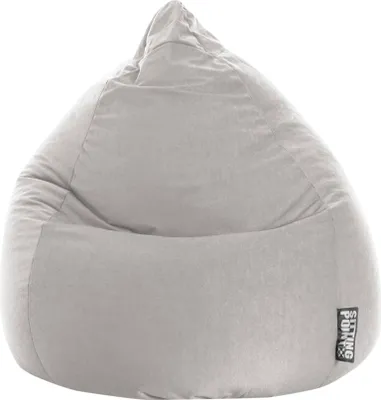 A light gray beanbag chair is shown against a white background.
