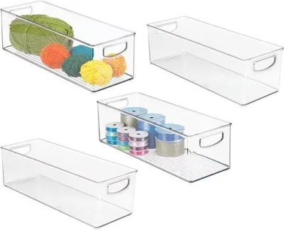 Produktbild von Famanu Aufbewahrungsboxen Set - Stapelbare, transparente Behälter mit Griffen