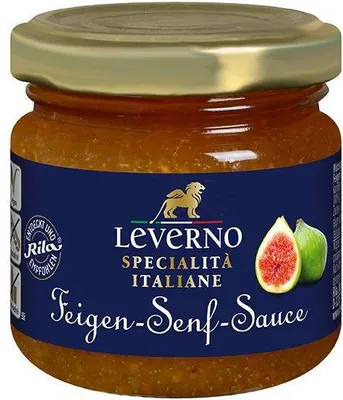 Produktbild von Leverno Feigen-Senf-Sauce 120 G Glas  Vegan Glutenfrei Scharf-süße Würzkombination