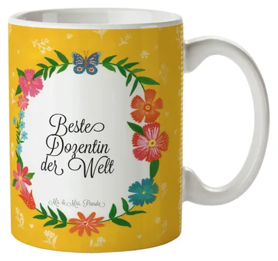 Produktbild von Mr. & Mrs. Panda Tasse Dozentin - Geschenk, Abschied, Keramiktasse, Bachelor, kaffeebecher keramik, Schenken, Kaffeetasse, Teetasse