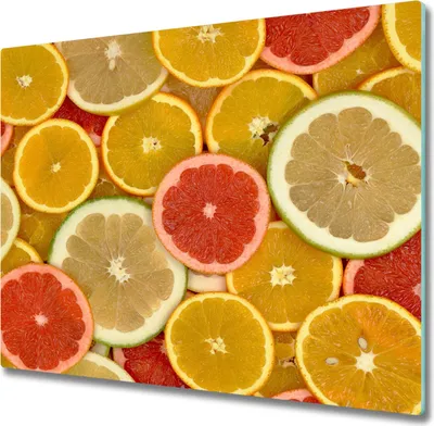 Produktbild von Glas Herdabdeckplatte 60x52 cm Spritzschutz Glasabdeckplatte Schneidebrett Zitrusfrüchte