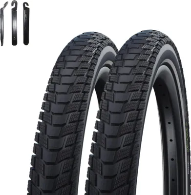 Produktbild von 2 x Schwalbe Pick Up Performance Super Defense Fahrradreifen Schwarz/Reflex 55-559 (26 x 2.15) inkl. Reifenheber
