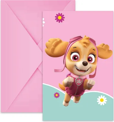 Image de 6 cartes d'invitation Paw Patrol Skye Pat'Patrouille - taille unique