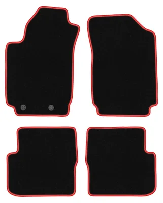 Produktbild von Velours-Fußmatten für Fiat Stilo 2000-2008 (Schrägheck/Kombi) – 4-tlg, Schwarz/Rot, passgenau – Wielganizator CARLUX