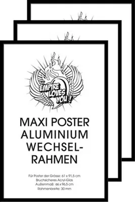 Produktbild von Motivational Büro Set 1 - Poster 3er Set - Teamwork Challenge Awesomeness + Wechselrahmen, Shinsuke® 3 Stück Maxi Aluminium schwarz