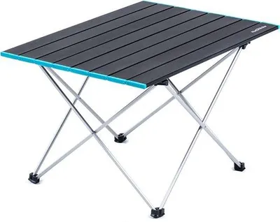 Produktbild von Campingtisch aus Holz mit Aluminium Tischplatte, klappbar, 99x99 cm