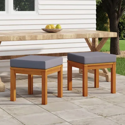 Immagine prodotto di The Living Store Sgabello da giardino con cuscino 2 pezzi 40x40x42 cm in legno massiccio di acacia