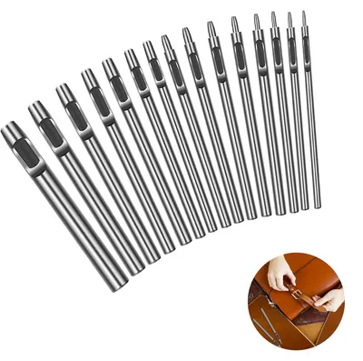 Image de Solidchoice - Coffret de 15 outils perforateurs en cuir pour projets de bricolage