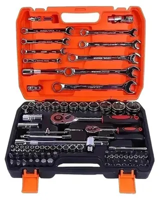Produktbild von Schraubenschlüssel Set, 82-teiliges Werkzeugset, multifunktionale Aufbewahrungstasche, 72-Zahn-82Stück
