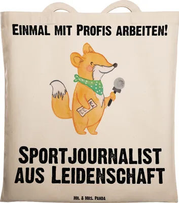 Produktbild von Mr. & Mrs. Panda Jutebeutel Sportjournalist Leidenschaft - Transparent - Geschenk, Einkaufstasche, Stoffbeutel, Spruch, Schultasche, Ausbildung, Studium, Lustig, Witzig