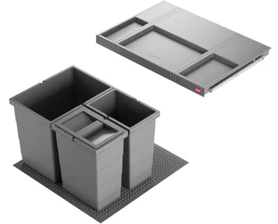 Produktbild von HAILO Abfallsorter 3301631 ALLEGRO 295 18/8/8/D dunkelgrau mit 34 Liter Abfallvolumen für 60 cm Schrankbreite