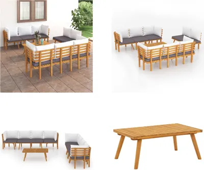 Image de vidaXL 8 pcs. Garden Lounge Set with Coussin Massiv Wood Acacia - Garden Lounge Set - Garden Lounge Sets - Terrassenmöbel - Gartenmöbel